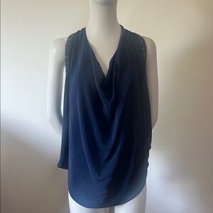 Haute Hippie Elegant Navy Blue Silk Asymmetrical Women's Top Size XS